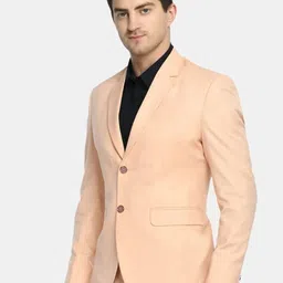 TrulyFeb Men Pink Solid Slim Fit Single Breasted Formal Blazer image 3