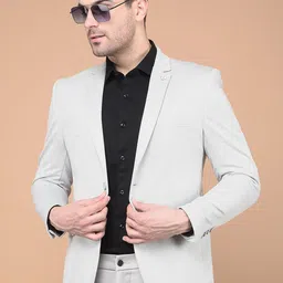 Crimsoune Club Notched Lapel Collar Single Breasted Blazer-image-90