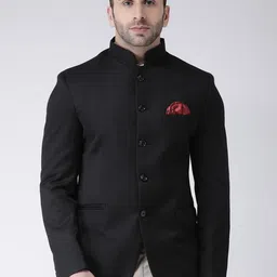 Hangup Men Black Solid Bandhgala Blazer-picture-24