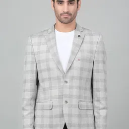 Cantabil Checked Notched Lapel Collar Single-Breasted Slim Fit Casual Blazer-picture-38