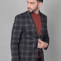 Crimsoune Club Slim-Fit Checked Notched Lapel Collar Single Breasted Casual Blazer image 5