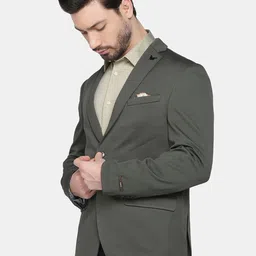 Blackberrys Men Olive-Green Solid Single-Breasted Formal Blazer image 3