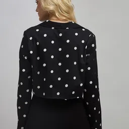 Virgio Reyna Cotton Polka Dots Printed Crop Blazer image 3