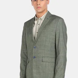 Arrow Men Green Solid Single-Breasted Formal Blazer image 4