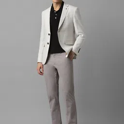 Louis Philippe Linen Slim-Fit Single Breasted Formal Blazer image 4