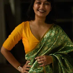 Suta Women Yellow Woven-Design Silk Cotton Saree Blouse-picture-28