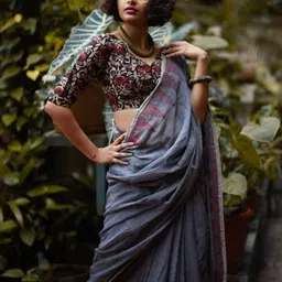 Suta Women Black & Red Printed Cotton Saree Blouse-image-37
