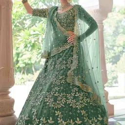 ODETTE Embellished Sequinned Semi-Stitched Lehenga & Unstitched Blouse With Dupatta-picture-16
