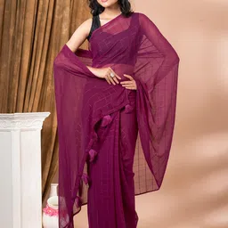 MAHALASA Checked Pure Georgette Saree-picture-46