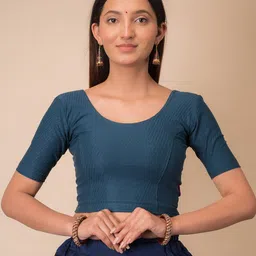 Bindigasm's Advi Woven Design Stretchable Cotton Saree Blouse-picture-30