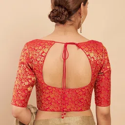 Soch Red Woven Design Silk Saree Blouse image 4