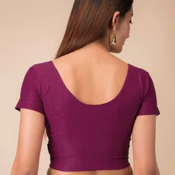 Bindigasm's Advi Self Design Cotton Stretchable Saree Blouse image 3