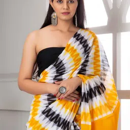 PALLO LATKE Striped Pure Cotton Block Print Saree image 2