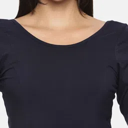 NOT YET by us Plus Size Printed Round Neck Short Sleeves Stretchable Saree Blouse image 5