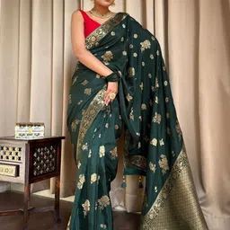 S.K.C Ethnic Motifs Zari Banarasi Saree image 2