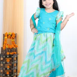 here&now x kinder kids Kinder Kids Girls Embroidered Ready to Wear Lehenga & Blouse With Dupatta-picture-35