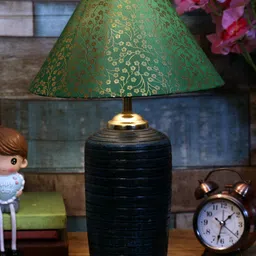 foziq  Blue & Green Printed Table Lamps With Shade image 3