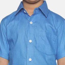 Sethukrishna Boys Blue & White Shirt with Dhoti image 2