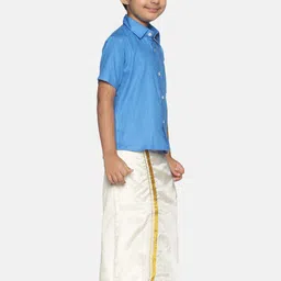 Sethukrishna Boys Blue & White Shirt with Dhoti image 4