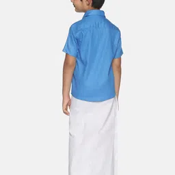 Sethukrishna Boys Blue & White Shirt with Dhoti image 5