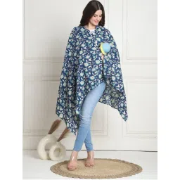 Secret Wish Floral Print Blue Cotton Nursing Cover-picture-23
