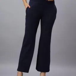 Mamma's Maternity Navy Blue Solid Cotton Spandex Ankle Length Maternity/Pregnancy Wide Pant-image-43