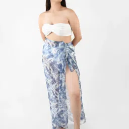Blissence Blue Leaf Printed Long Sarong-picture-23