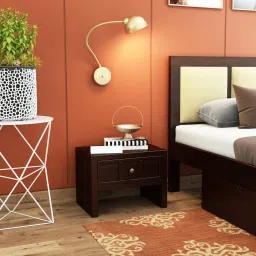 woodenmood Tiana Solid Wood Bedside Table in Walnut Finish image 2