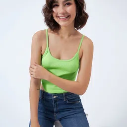 COLOR CAPITAL Pack Of 2 Ribbed Shoulder Straps Sleeveless Bodysuit image 3