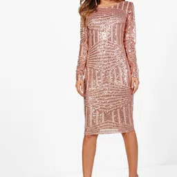 Boohoo Sequined Mesh Sheath Midi Dress image 1