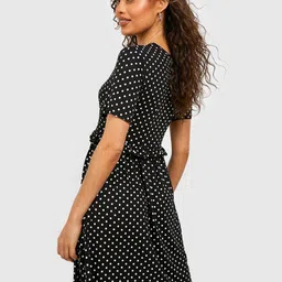 Boohoo Polka Dot Print Ruffled A-Line Dress image 3
