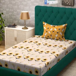 KLOTTHE Book Fold Floral Printed 300 TC Single Bedsheet With Pillow Cover-image-17