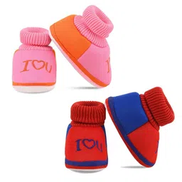 Smartots Infants Pack Of 2 Colourblocked Pure Cotton Booties-picture-53
