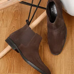 Teakwood Leathers Men Heeled Suede Mid-Top Chelsea Boots-picture-17