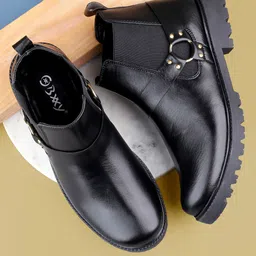 Bxxy Men Mid Top Platform Heel Chelsea Boots With Buckle Detail-image-22