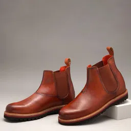 Ruosh Men Mid Top Leather Work Chelsea Boots-picture-42