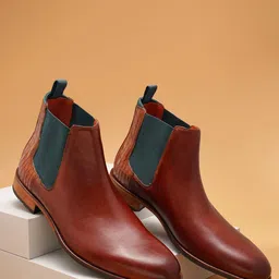 Ruosh Men Mid Top Leather Work Chelsea Boots-picture-10