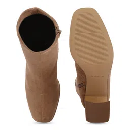 London Rag Women Square Toe Block Heeled Mid-Top Suede Regular Boots image 4