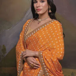 Mitera Bandhani Embroidered Pure Georgette Saree image 4