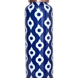 IMAGO Blue & White Abstract Printed Copper Water Bottle 1L-picture-20