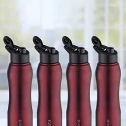 BOROSIL 4-Pcs Maroon Stainless Steel Single Wall Water Bottle 750 ML Each-image-48