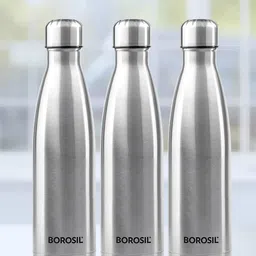 BOROSIL Bolt 3-Pieces Stainless Steel Single Wall Bottle 1L Each-image-34