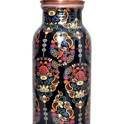 IMAGO Black & Red Floral Printed Copper Water Bottle 500 ml-picture-34