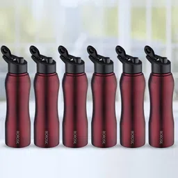 BOROSIL Grip N Sip 6-Pcs Maroon Stainless Steel Single Wall Water Bottle 1L Each-picture-22