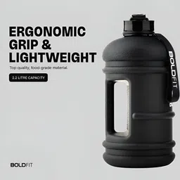 BOLDFIT Black & White Single Plastic Printed Water Bottle 2.2L image 5