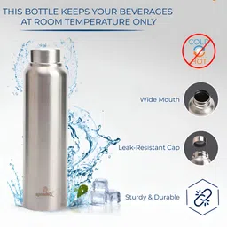 Speedex Silver-Toned Set of 2 Stainless Steel Solid Water Bottle image 3
