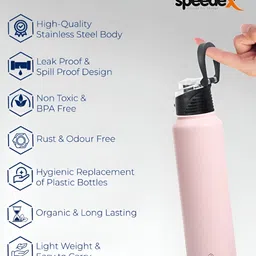 Speedex Pink Set of 3 Stainless Steel Solid Water Bottle image 3