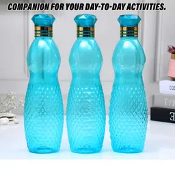 Kuber Industries Blue 9 Pieces Printed Water Bottle 1Ltr image 3
