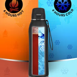 BOROSIL Rivera Black Vacuum Insulated Flask Water Bottle 600ml image 3
