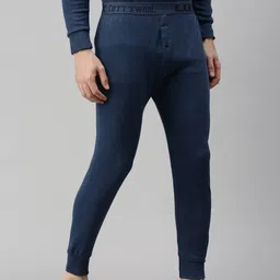 Lux Cottswool Men Pack Of 2 Blue Solid Cotton Thermal Bottoms image 3